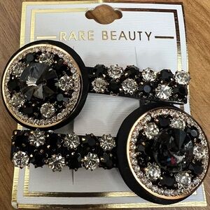 Rare Beauty Two Luxe Crystal Barrette Set Black Onyx & Diamond-Inspired Stones